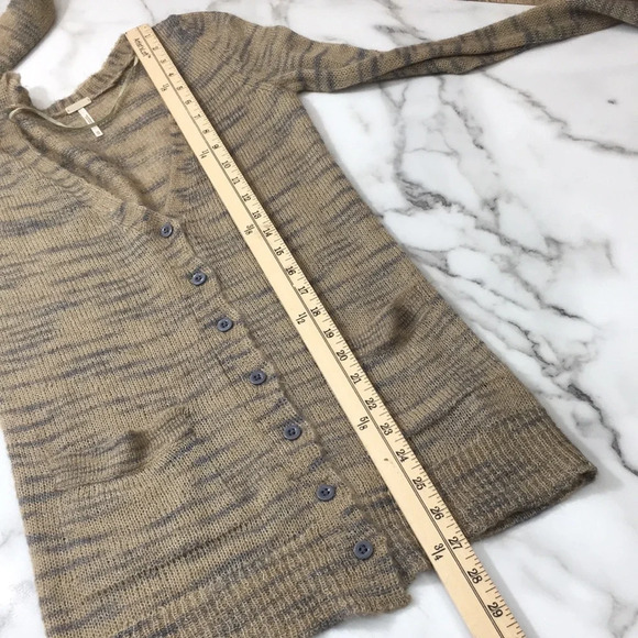 FP Free People Beach Tan Gray Space Dye Knit Cardigan Top Womens XS Mohair Blend - Picture 8 of 9